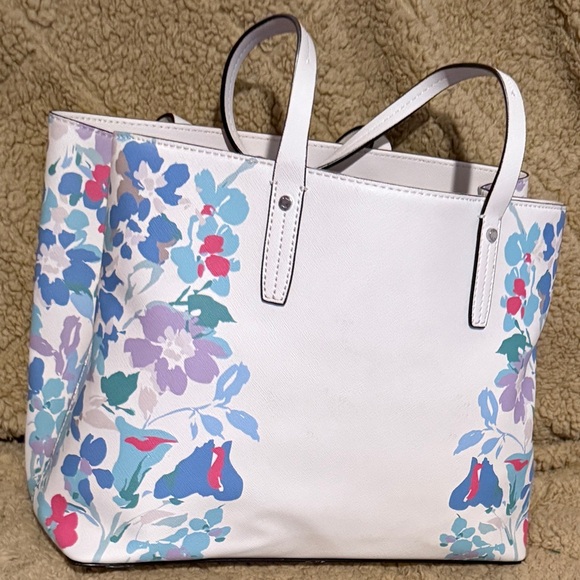 Calvin Klein Shoulder Cream Floral Tote Bag Tassel tag - Picture 3 of 11